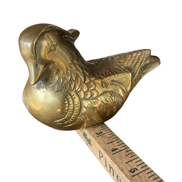Vintage Brass Mid Century Dove/Pheasant/ Bird Figure Paper Weight 5.5” - Picture 11 of 12